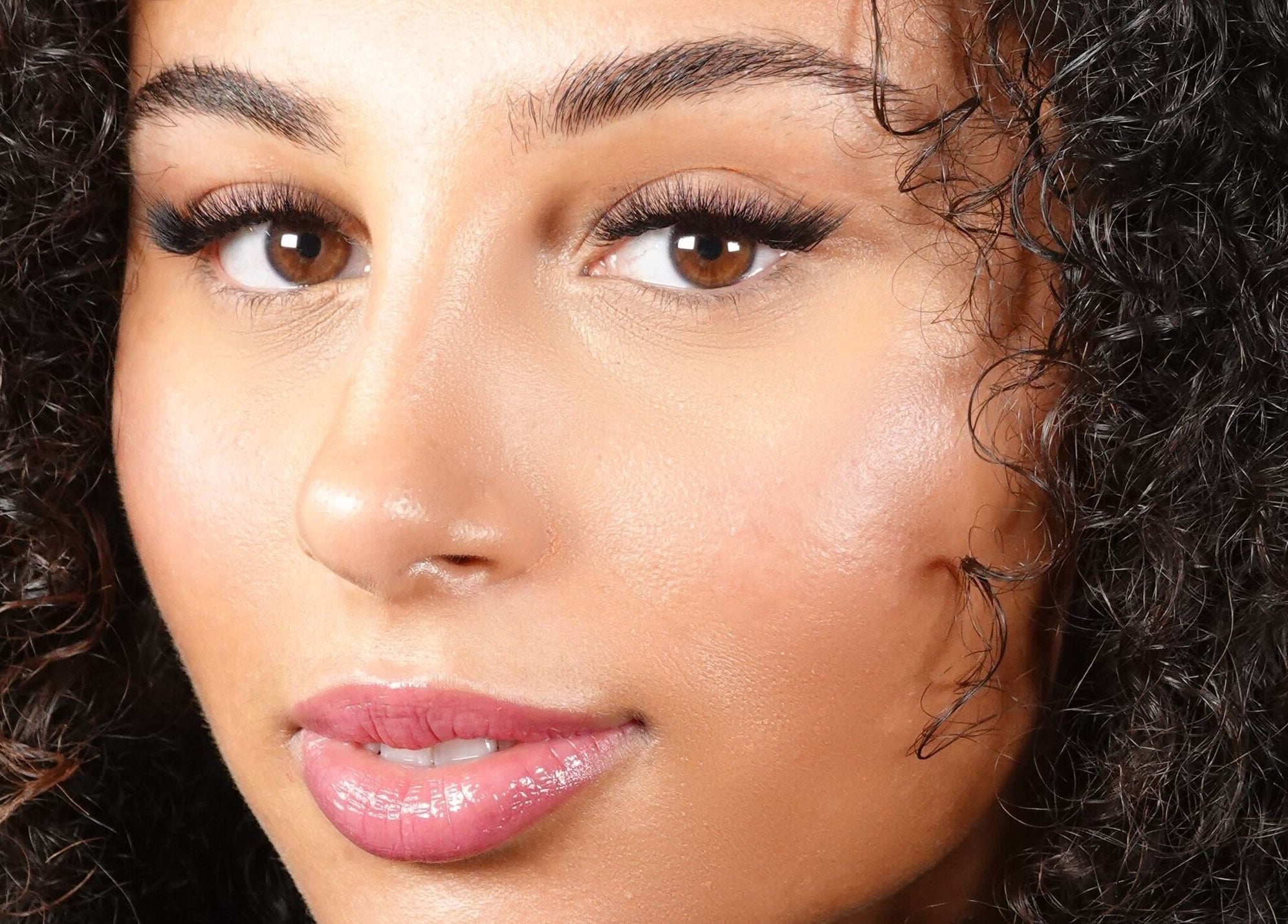 Close-up of a woman with styled lashes at Dejavu Lashes, London, England, GB.