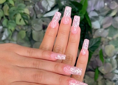 Elegant pink glitter nails at Koolelo X Get Nailed Academy, Zürich, Zürich, CH. Perfect for a stylish look.