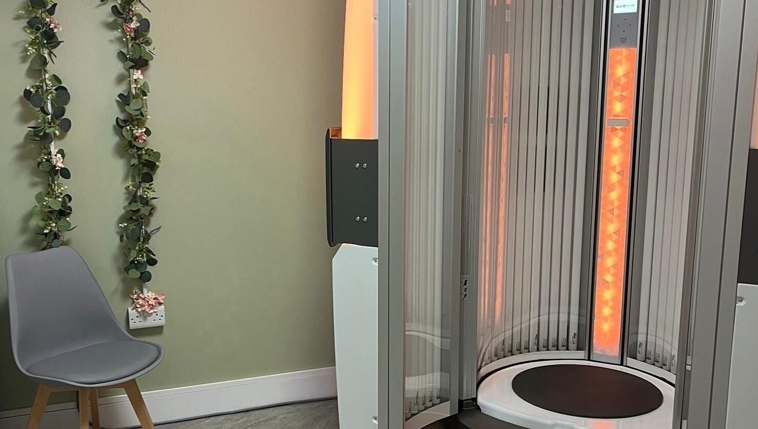 Tanning booth at Utopia Wymondham. Stylish setup in Wymondham, England, GB offering advanced wellness services.