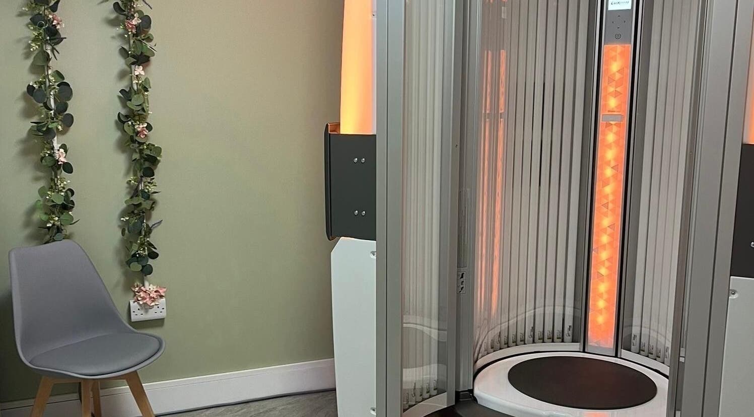 Tanning booth at Utopia Wymondham. Stylish setup in Wymondham, England, GB offering advanced wellness services.