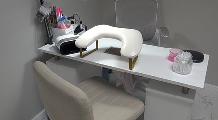 Elegant nail station at Nails and Beauty by Liz B, Barnsley, England, GB, featuring a comfortable chair and tools.