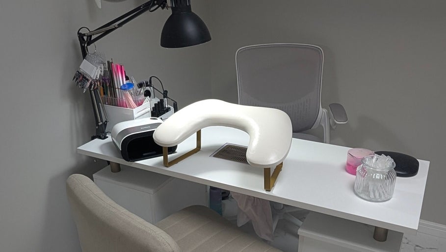 Nail station at Nails and Beauty by Liz B in Barnsley, England, GB, featuring tools and a comfy chair.