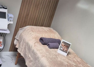 Comfortable treatment room at Nails and Beauty by Liz B, Barnsley, England, GB, featuring massage equipment.