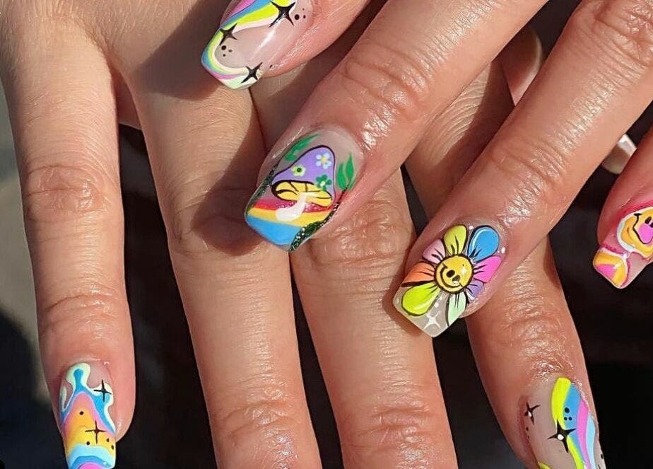 Colorful nail art at Honu Nail Studio - West Hampstead, London, England, GB. Unique designs with vibrant patterns.
