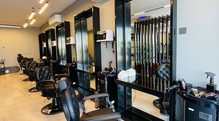 Modern barber chairs at The Address Barber | صالون العنوان النزهة, Riyadh, Riyadh Province, SA.