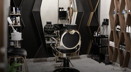 Luxurious barber chair at The Address Barber | صالون العنوان القيروان in Riyadh, Riyadh Province, SA.