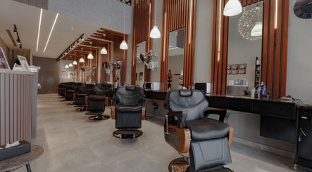 Modern barber shop interior at The Address Barber | صالون العنوان القيروان, Riyadh, Riyadh Province, SA.