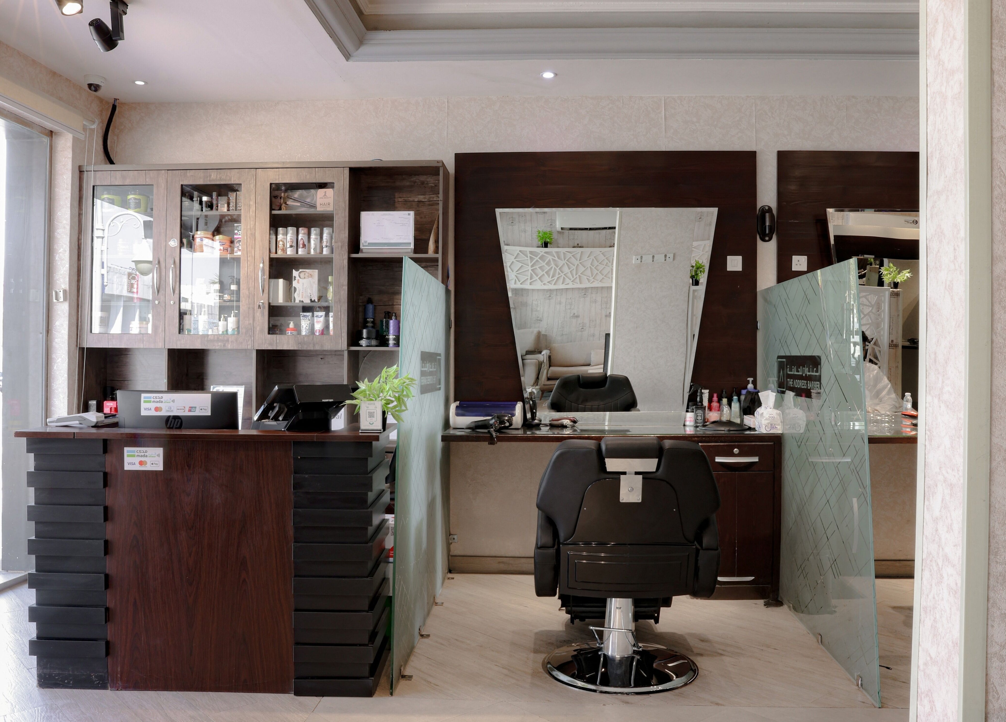 Interior of The Address Barber | صالون العنوان المونسيه in Riyadh, Riyadh Province, SA with sleek design.