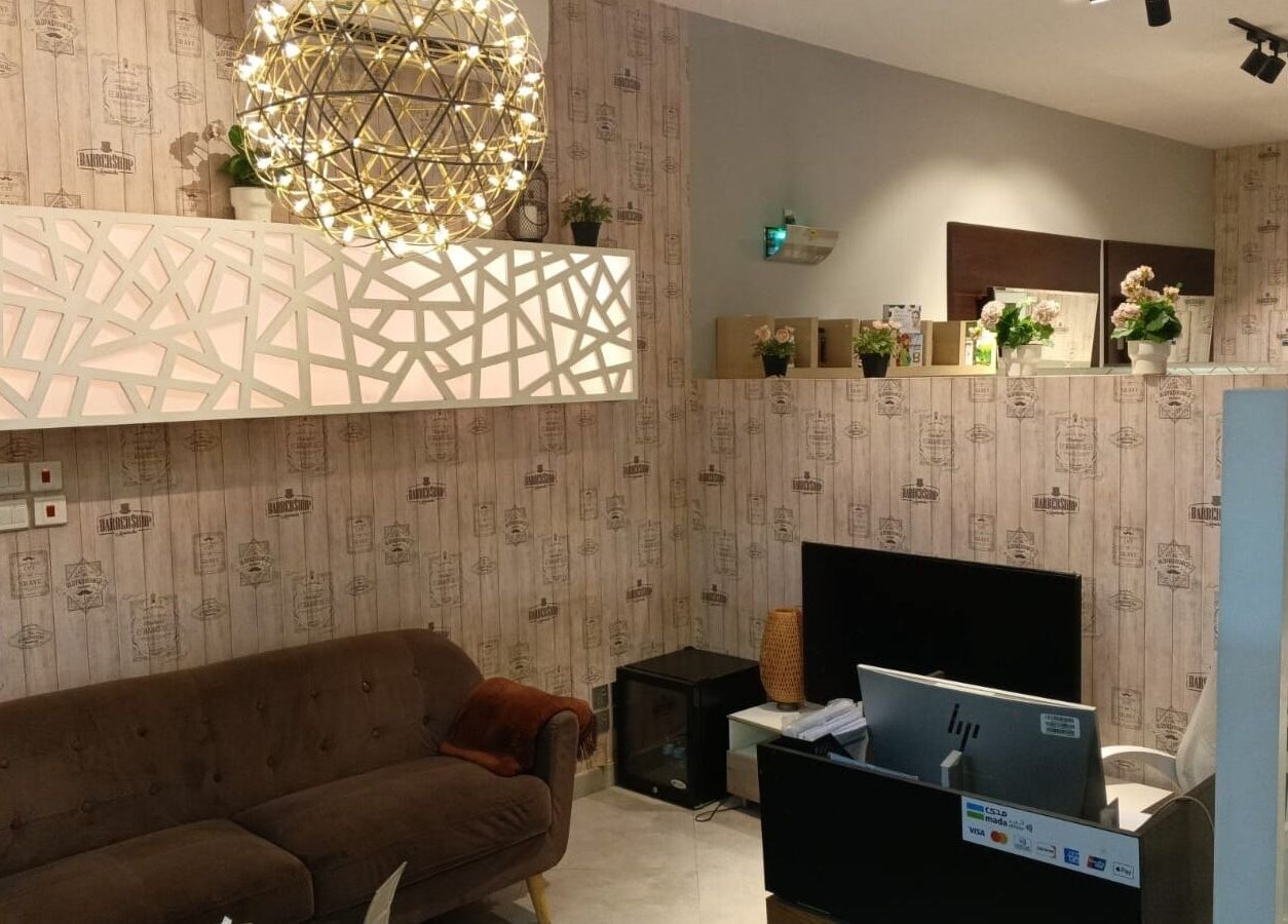 Comfortable seating area at The Address Barber | صالون العنوان المونسيه in Riyadh, Riyadh Province, SA.