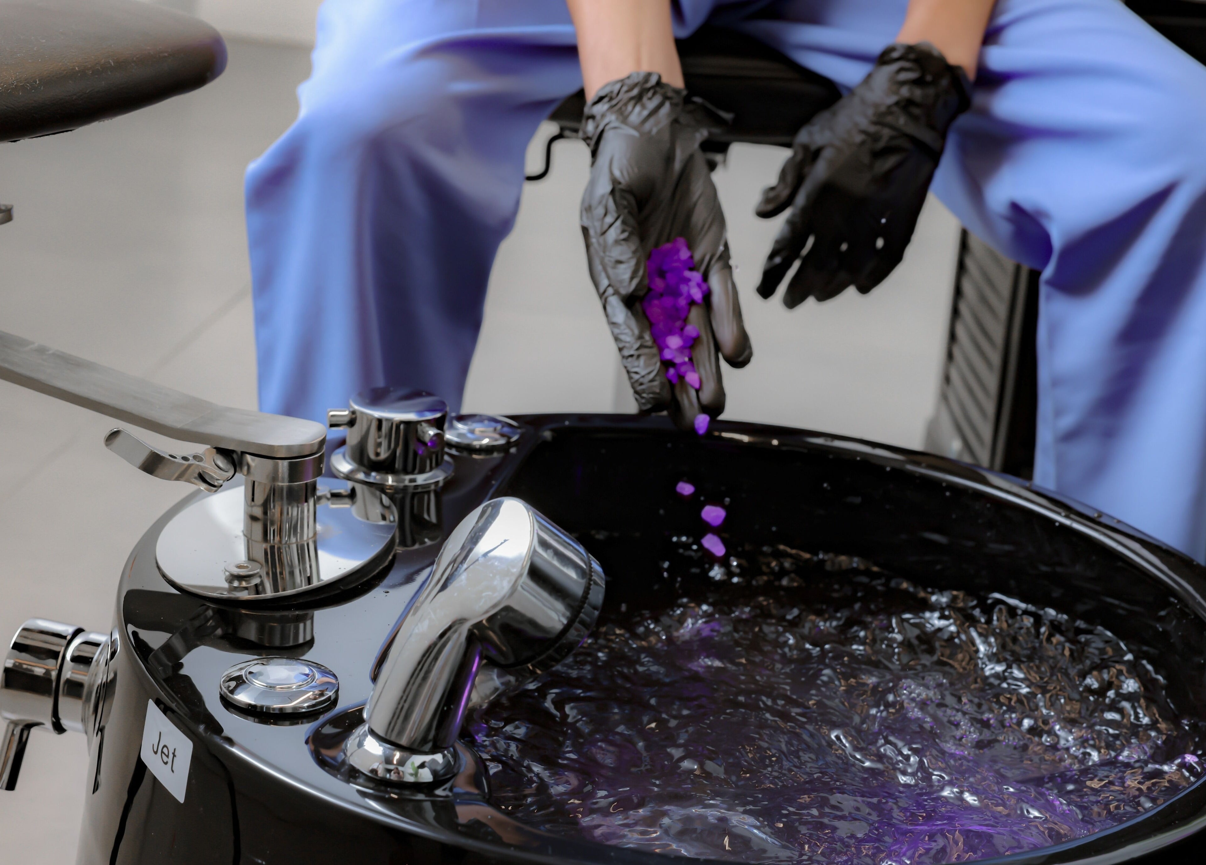 Luxury pedicure at The Address Barber | صالون العنوان قرطبة, Riyadh, Riyadh Province, SA, showcasing foot spa.