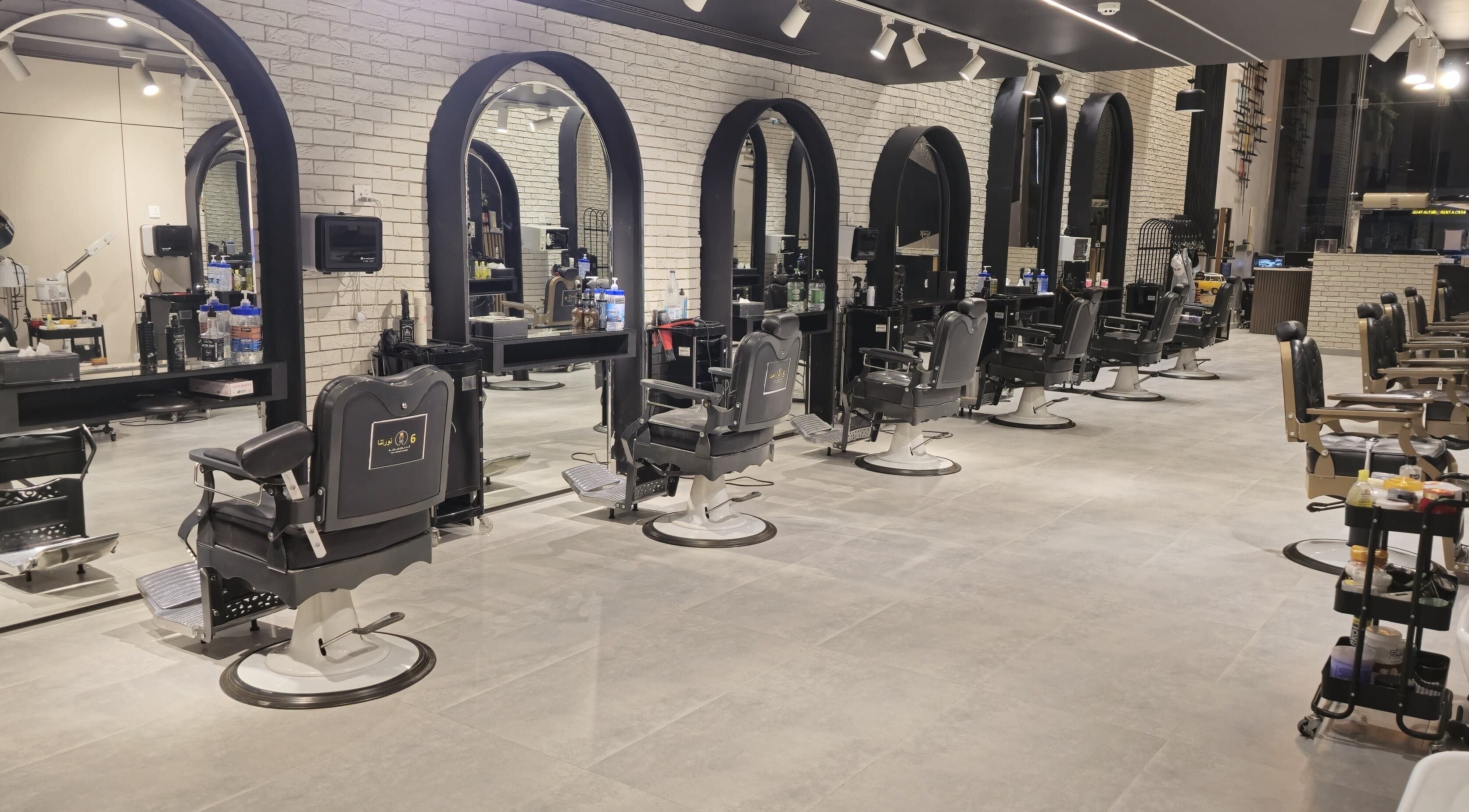 Modern barber chairs at The Address Barber | صالون العنوان اشبيليا, Riyadh, Riyadh Province, SA.