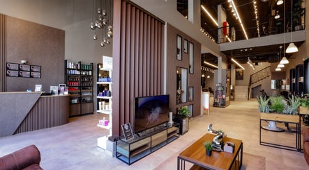 Stylish interior of The Address Barber | صالون العنوان العارض in Riyadh, Riyadh Province, SA with modern decor.