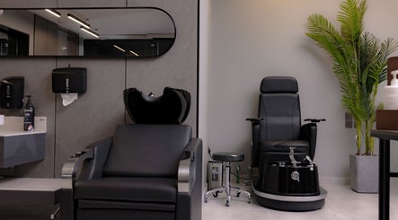 Modern salon chairs at The Address Barber | صالون العنوان النزهة, Riyadh, Riyadh Province, SA.