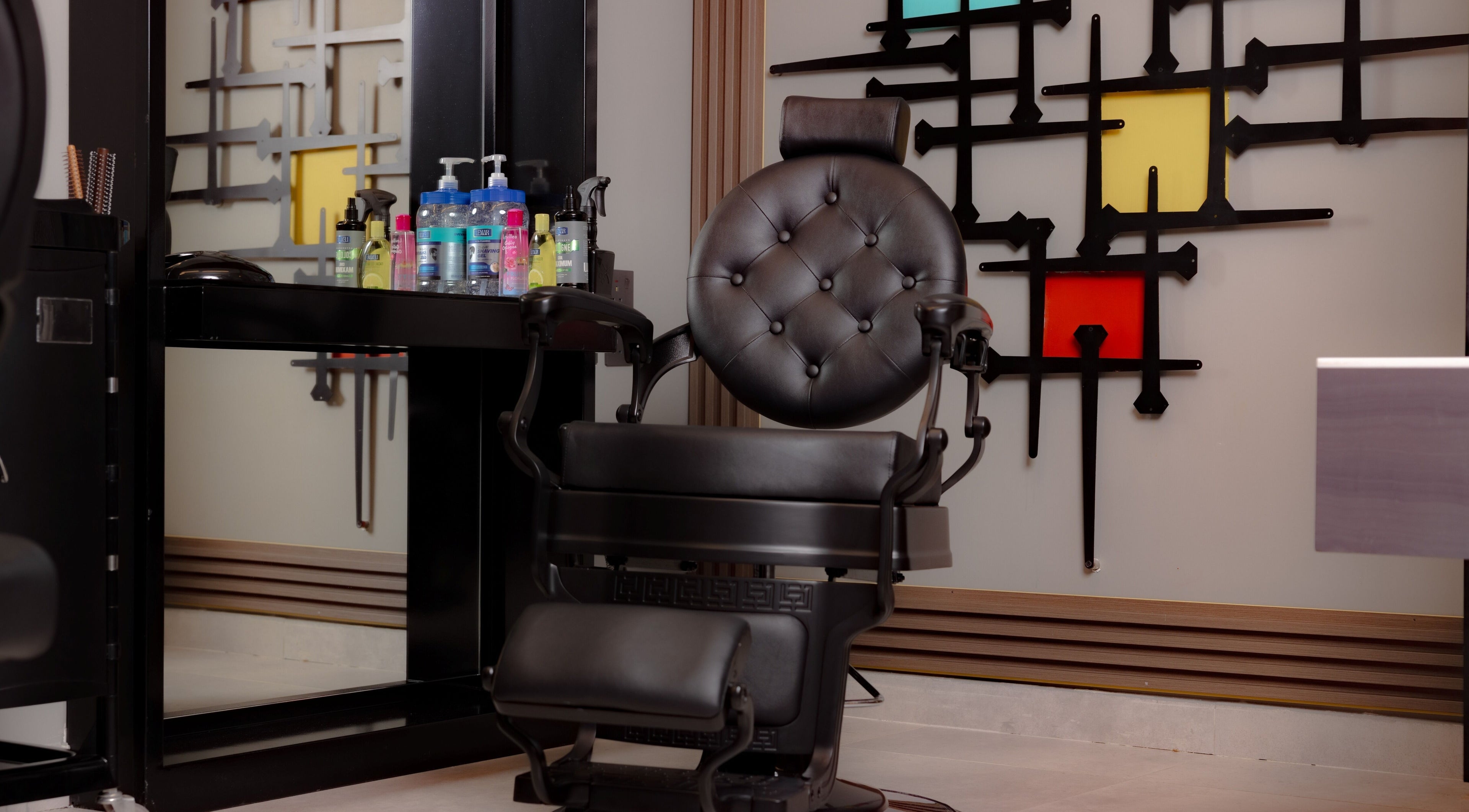 Luxurious barber chair at The Address Barber | صالون العنوان الغدير, Riyadh, Riyadh Province, SA.