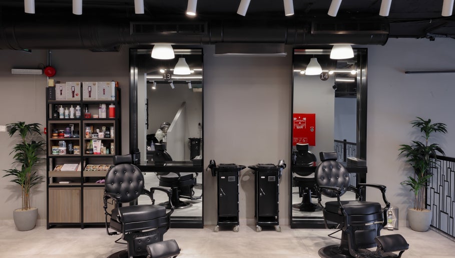 Sophisticated barber chairs at The Address Barber | صالون العنوان العارض in Riyadh, Riyadh Province, SA.