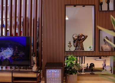 Modern decor at The Address Barber | صالون العنوان العارض in Riyadh, Riyadh Province, SA with artistic elements.