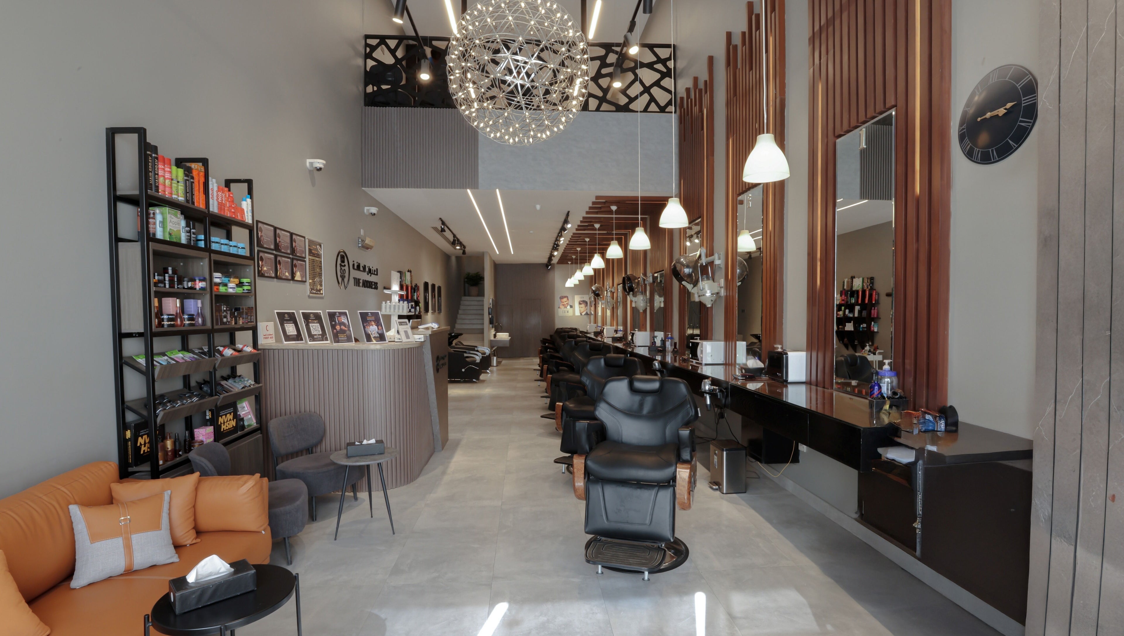 Inside The Address Barber | صالون العنوان القيروان, modern interior with seating in Riyadh, Riyadh Province, SA.