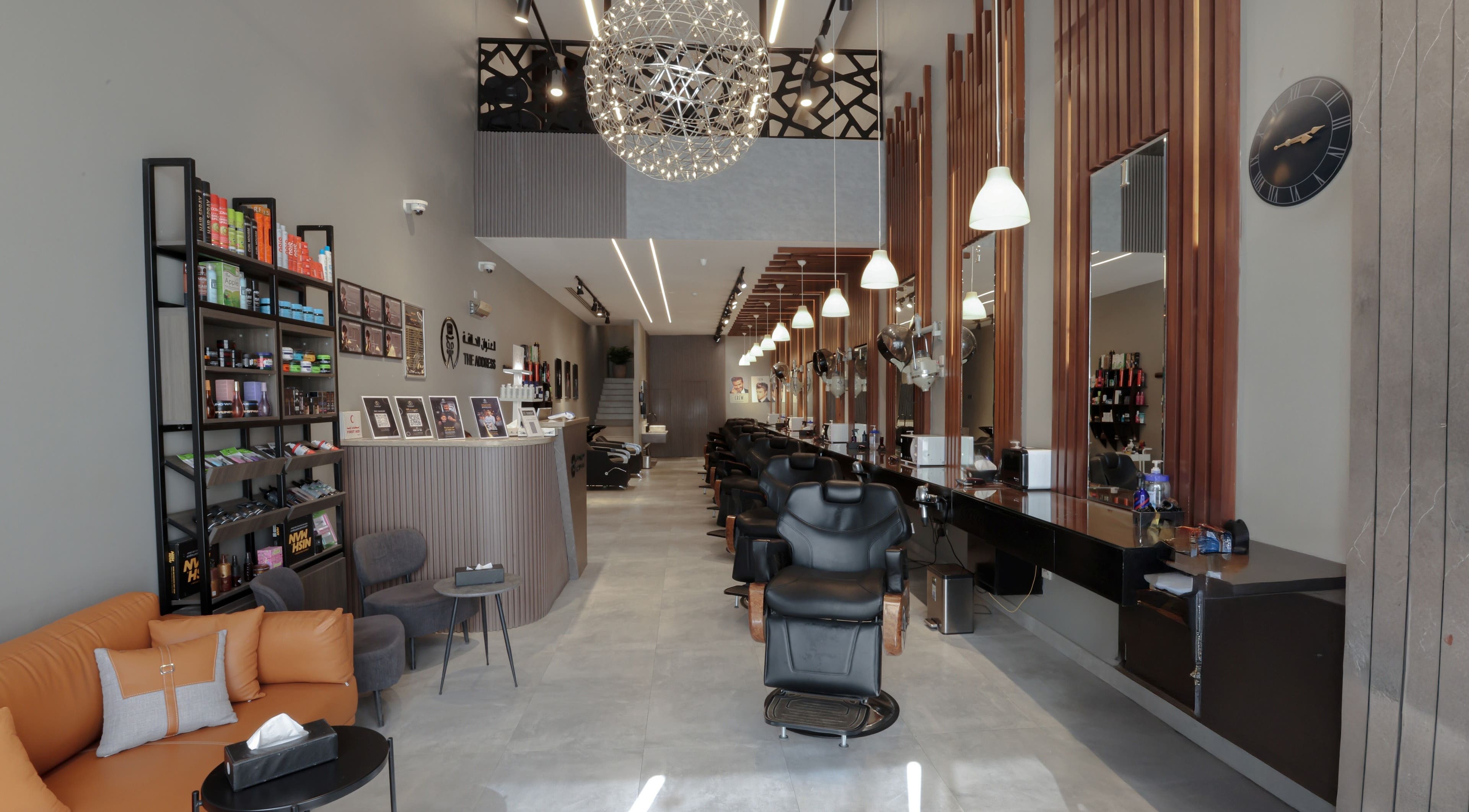 Inside The Address Barber | صالون العنوان القيروان, modern interior with seating in Riyadh, Riyadh Province, SA.