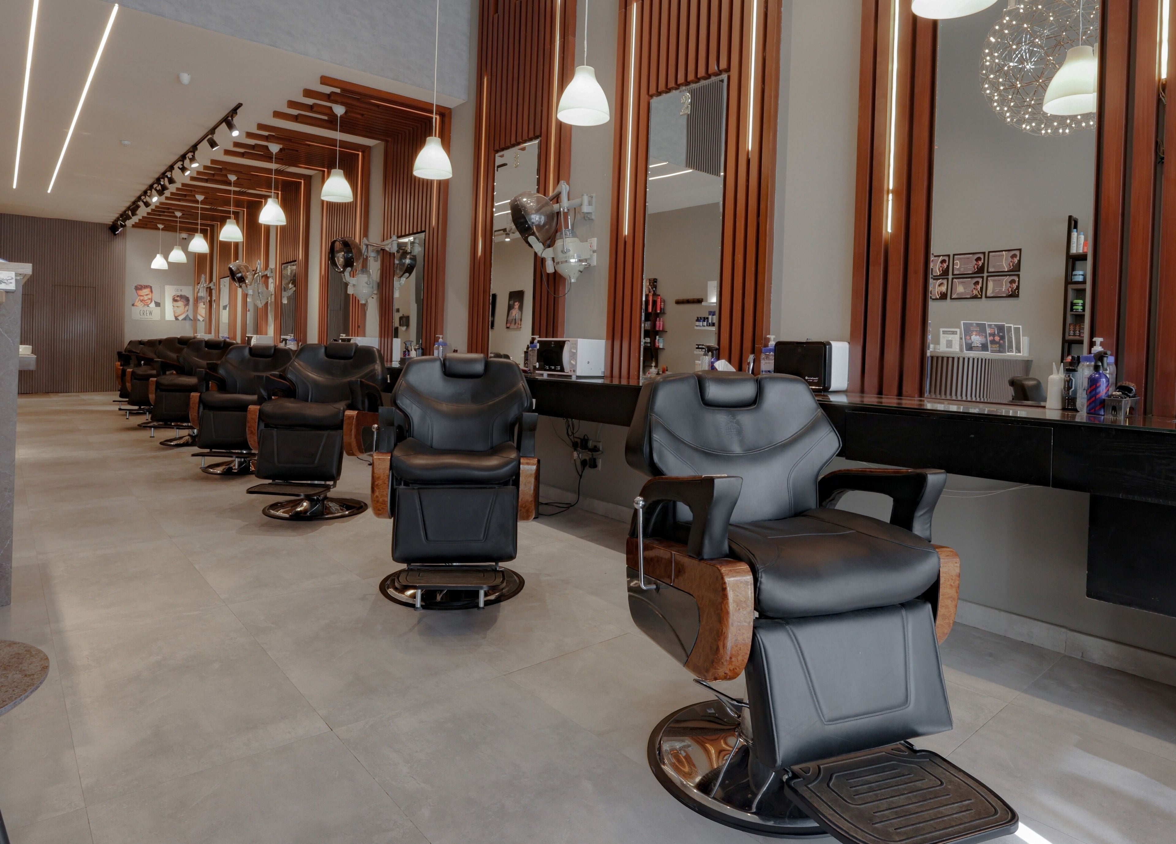 Modern interior of The Address Barber | صالون العنوان القيروان in Riyadh, Riyadh Province, SA.