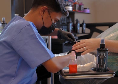 Professional manicure at The Address Barber | صالون العنوان القيروان in Riyadh, Riyadh Province, SA.
