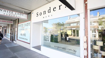 Sonder Mens storefront in Bondi Junction, New South Wales, AU with visible logo and address details.