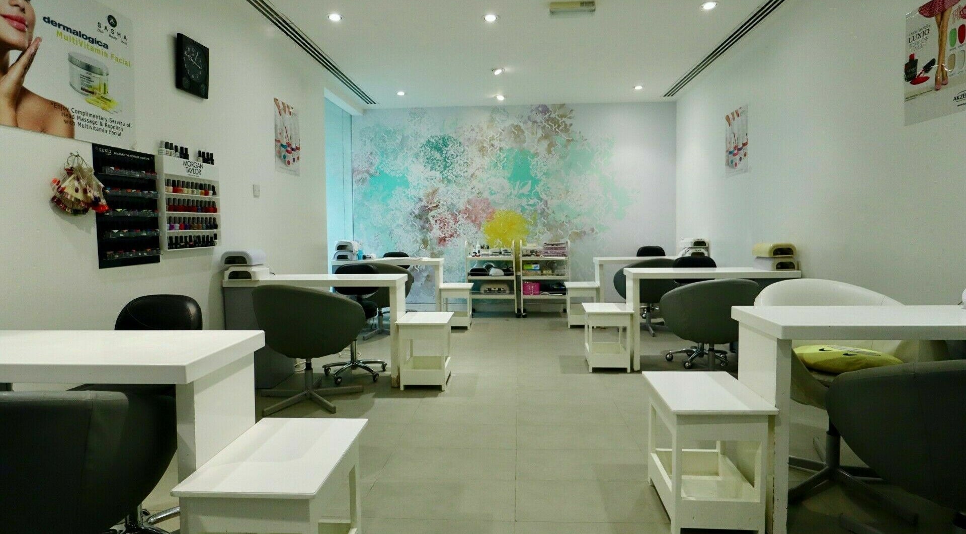 Modern nail care area at Sasha Beauty Salon Jumeirah Branch - SJB, Dubai, Dubai, AE, featuring stylish decor.