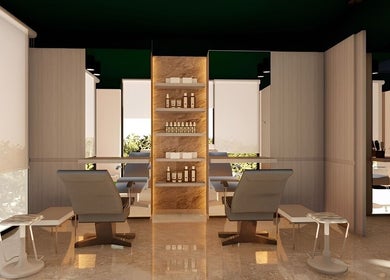 Modern styling chairs and shelves at Tónko Beauty space, Amman, Amman Governorate, JO.