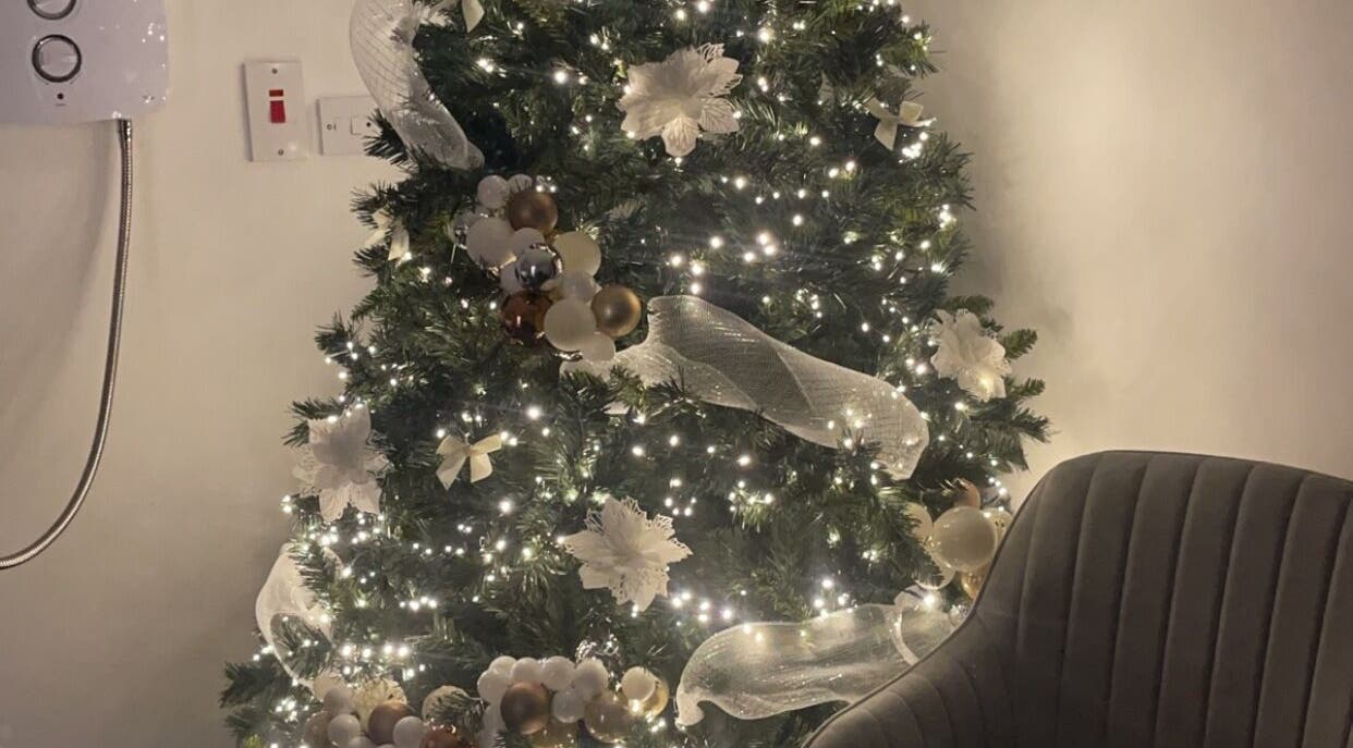 Elegant Christmas tree with lights at Studio A, County Meath, County Meath, IE.