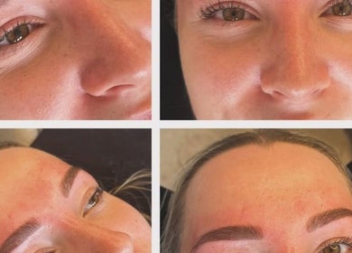 Brow transformations at LP Extensions in Fordingbridge, England, GB showcasing stunning before and after results.