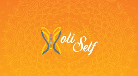 Bright logo design for HoliSelf in Montréal, Québec, CA featuring colorful patterns and typography.