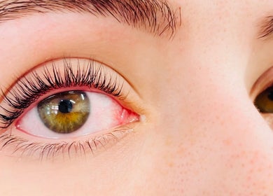 Close-up of enhanced lashes at Holylashes North Melbourne, Melbourne, Victoria, AU.