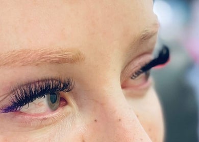 Close-up of eyelash extensions at Holylashes North Melbourne, Melbourne, Victoria, AU.