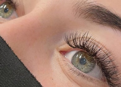 Closeup of enhanced lashes at Holylashes North Melbourne, Melbourne, Victoria, AU.