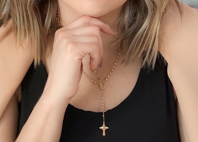 Woman with chic necklace at Special Nails Clinic, Deerfield Beach, Florida, US.