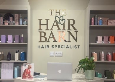 Boutique product display at Hair by Katrina The Hair Barn in Hereford, England, GB.