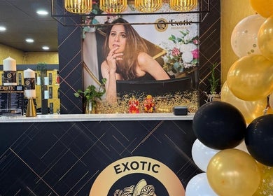Reception area of Exotic Indian Beauty on Flushcombe Rd, Blacktown with elegant decor and vibrant balloons.