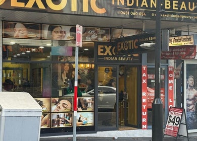 Exotic Indian Beauty storefront on Flushcombe Rd, Blacktown, showcasing spa services. Blacktown, New South Wales, AU.