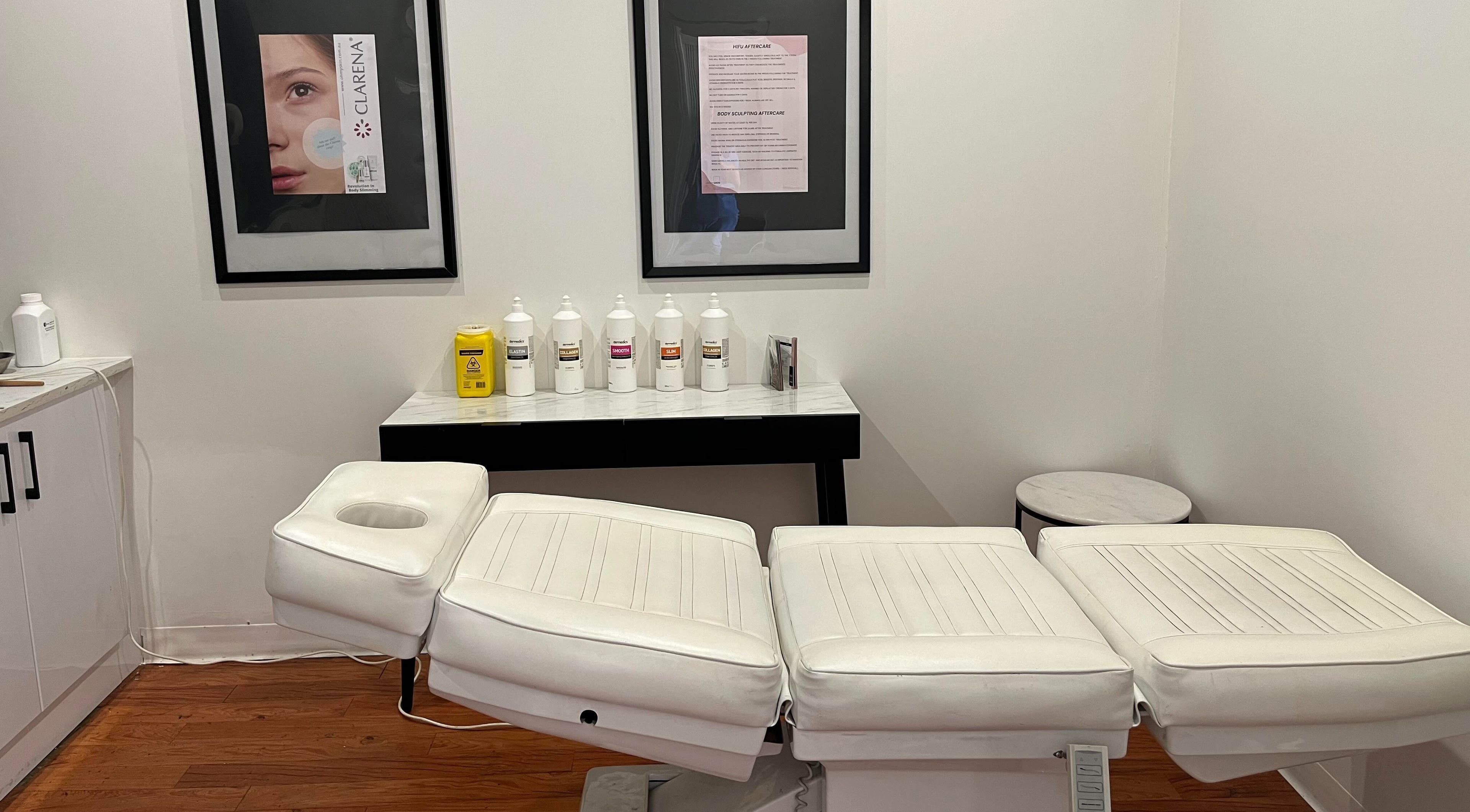 Relaxing treatment room at The Aesthetics Collective Maitland, South Maitland, New South Wales, AU.