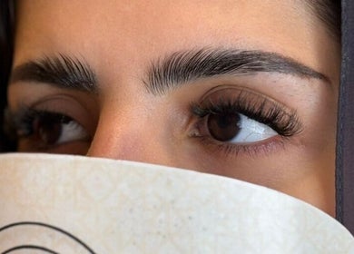 Close-up of styled eyebrows at La Femme Salon & Nail Spa, Al Khobar, Eastern Province, SA.