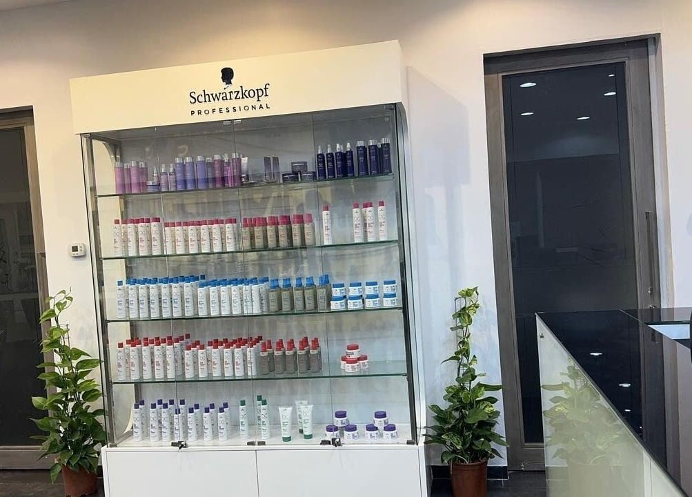 Product shelves at Salon Arabel I صالون أرابيل, Riyadh, Riyadh Province, SA showcasing beauty care items.
