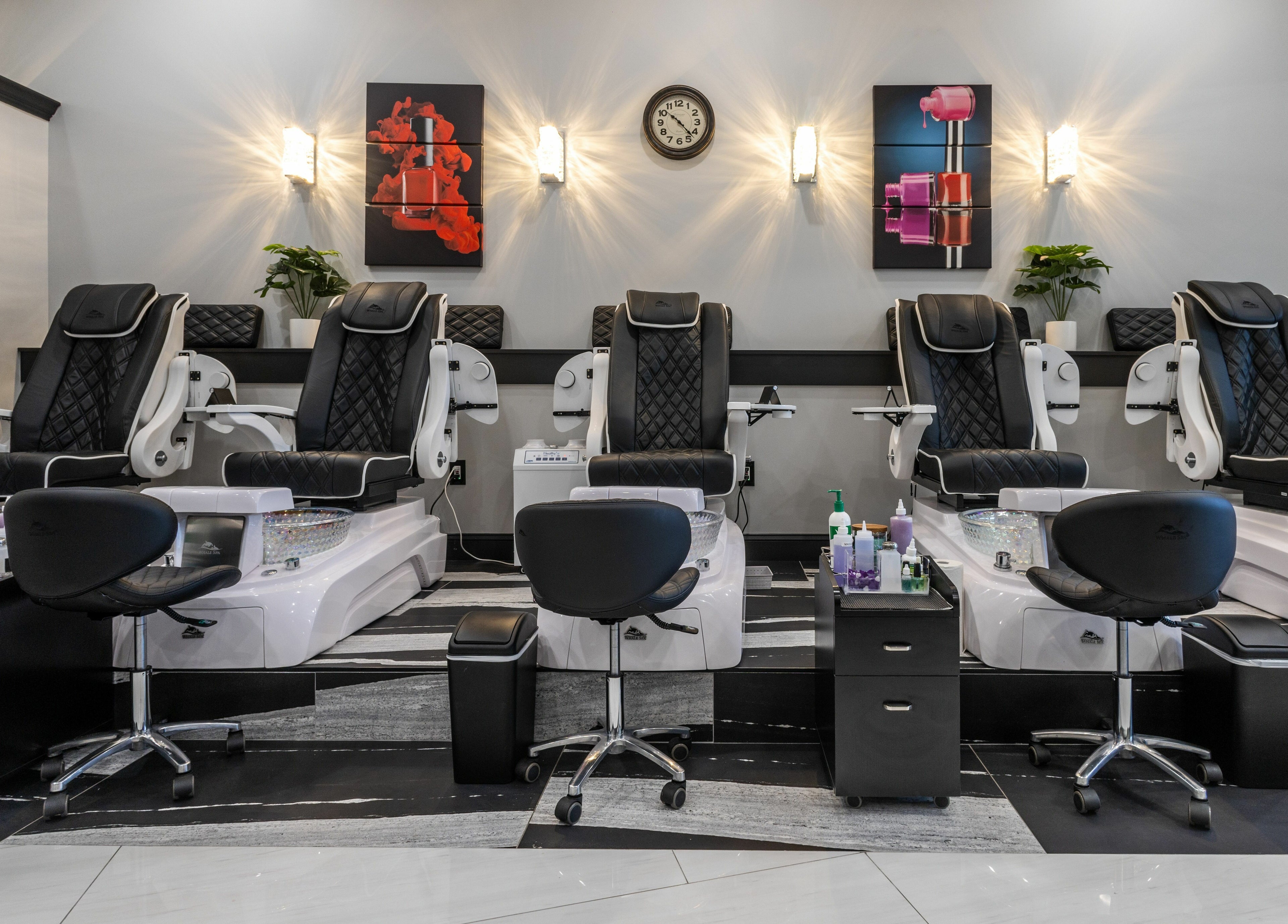 Elegant pedicure chairs at Top Nails Spa ll, Closter, New Jersey, US, offering ultimate relaxation.
