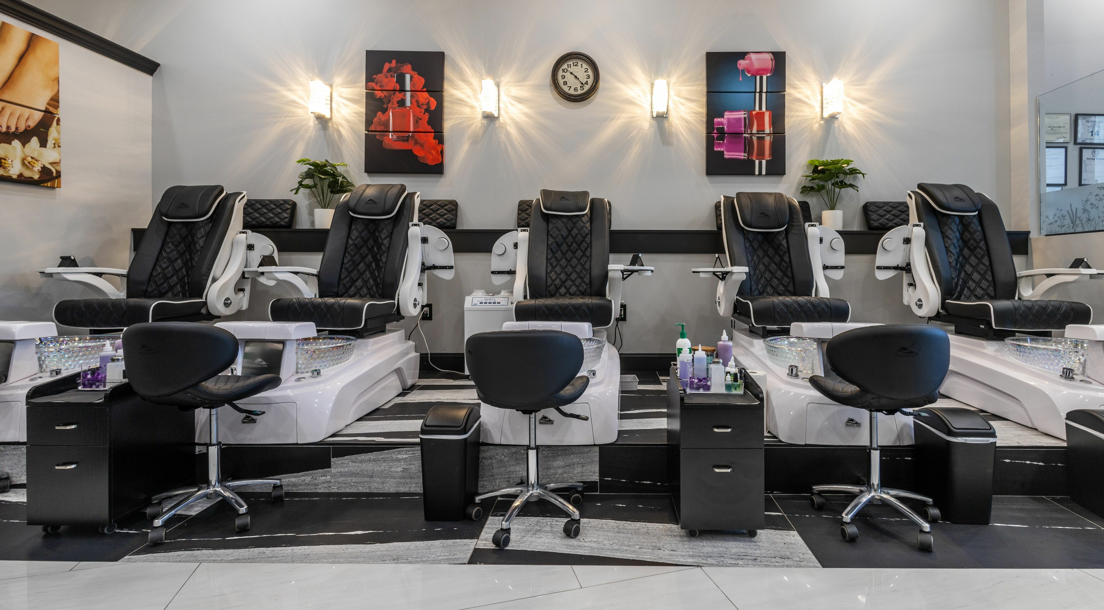 Elegant pedicure chairs at Top Nails Spa ll, Closter, New Jersey, US, offering ultimate relaxation.