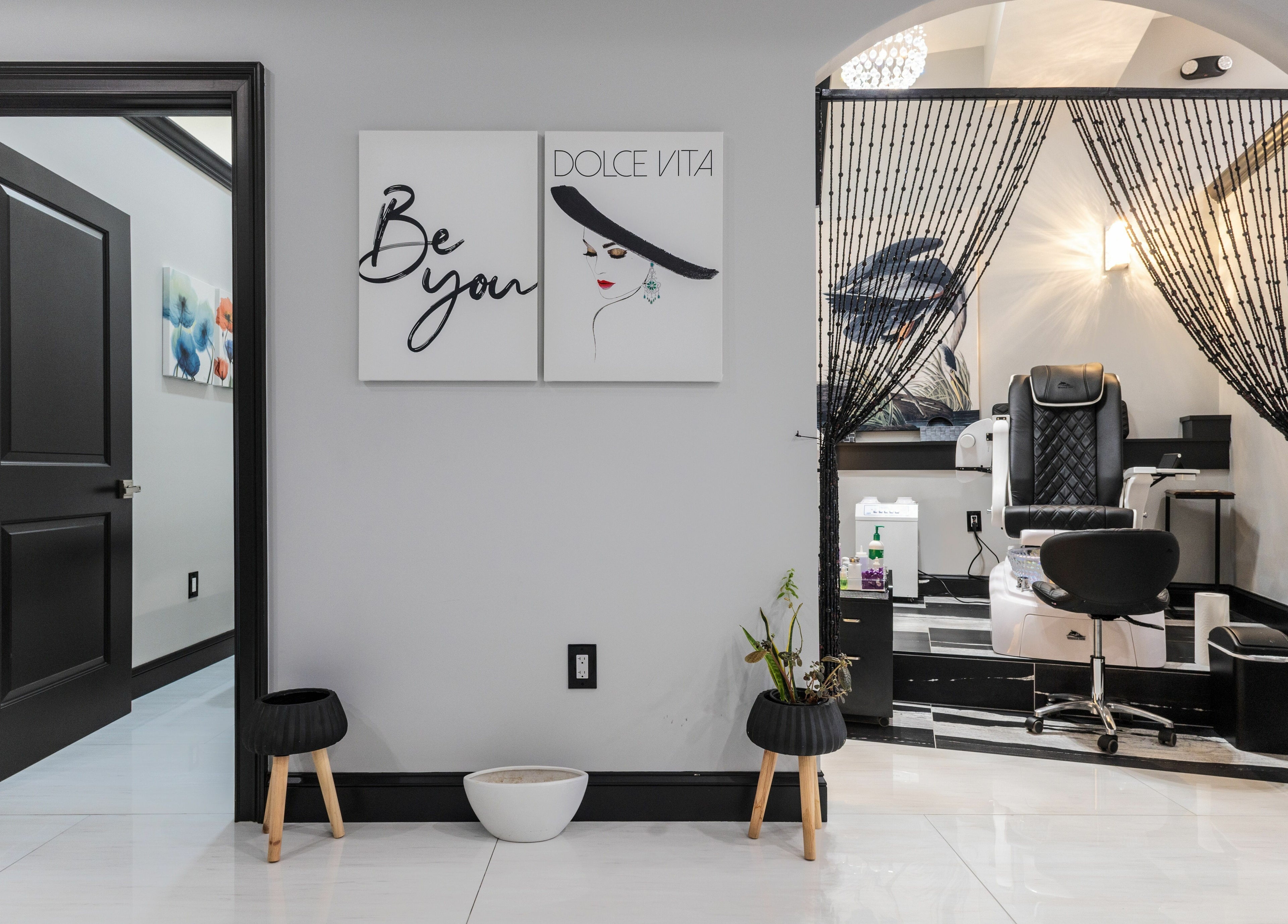 Sophisticated interior of Top Nails Spa ll in Closter, New Jersey, US, with a stylish nail station.