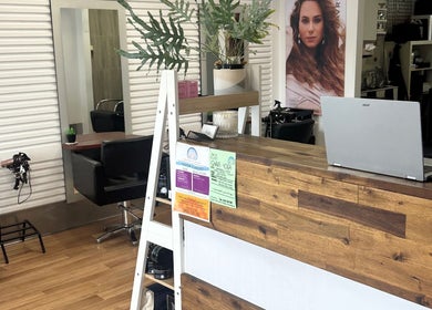 Reception area at Kut Loose Hairdesign Robe, Robe, South Australia, AU with elegant decor.