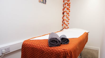 Calming massage room at Paul Sri Thai BodyWork Massage @ Containerville Unit53, London, England, GB.