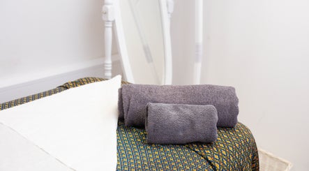 Relaxing massage table setup at Paul Sri Thai BodyWork Massage @ Containerville Unit53, London, England, GB.