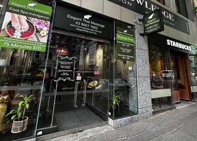 Entrance of Elegant Thai Massage in Melbourne, Australia, AU offering relaxing massage services.