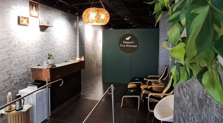 Elegant Thai Massage reception area in Melbourne, Australia, AU with cozy seating and lush decor.
