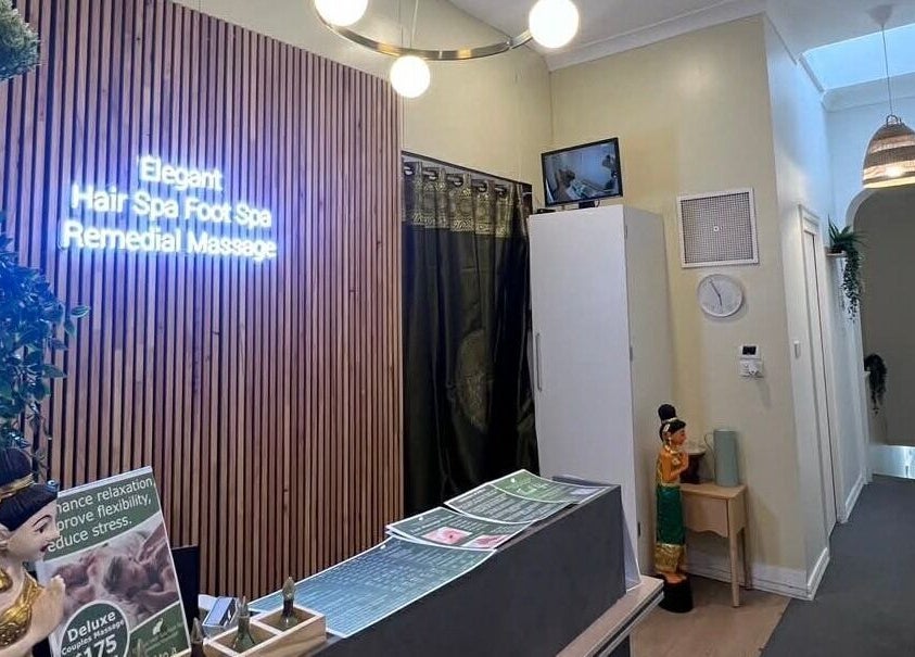 Elegant Thai Massage, Hair Spa and Foot Spa entrance in Melbourne, Victoria, AU, with calming decor and ambiance.