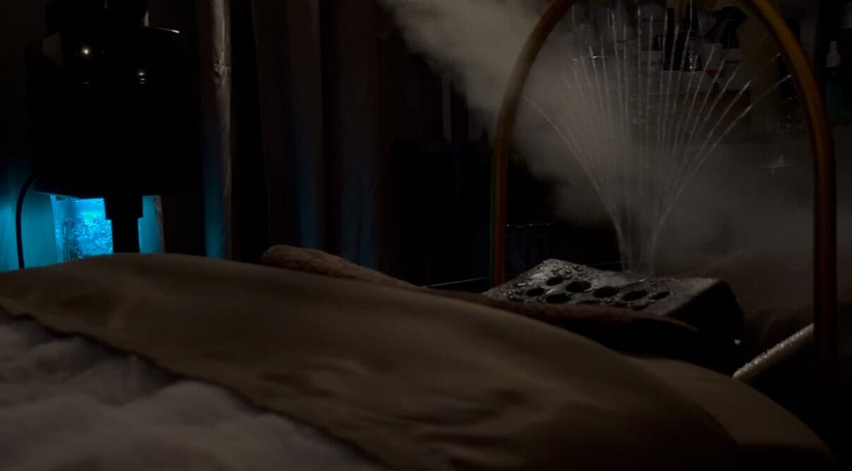 Relaxing mist spa setting at CÖA HAUS by Elizabeth Marie Hair in Clarksville, Tennessee, US.